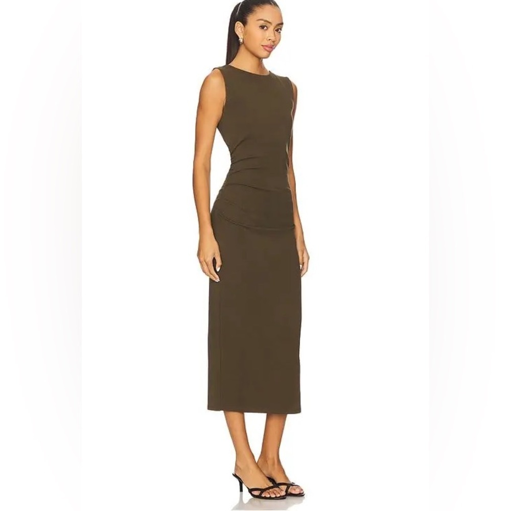 new Veronica Beard Charissa Stretch-Cotton Midi Dress in Cypress olive